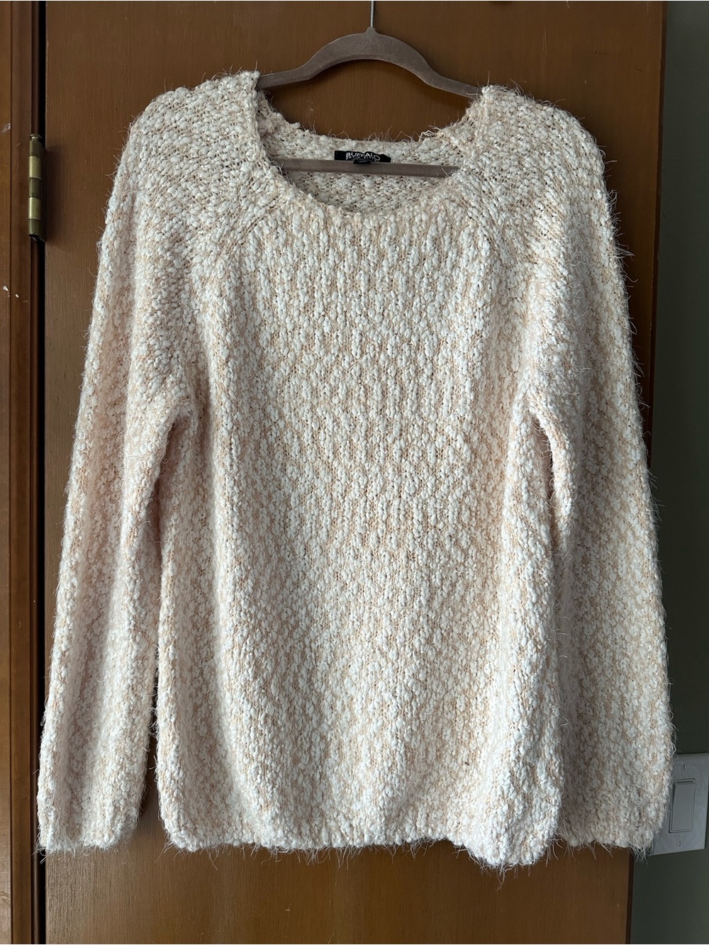 Buffalo David Bitton Cream Textured Scoop-Neck Sweater